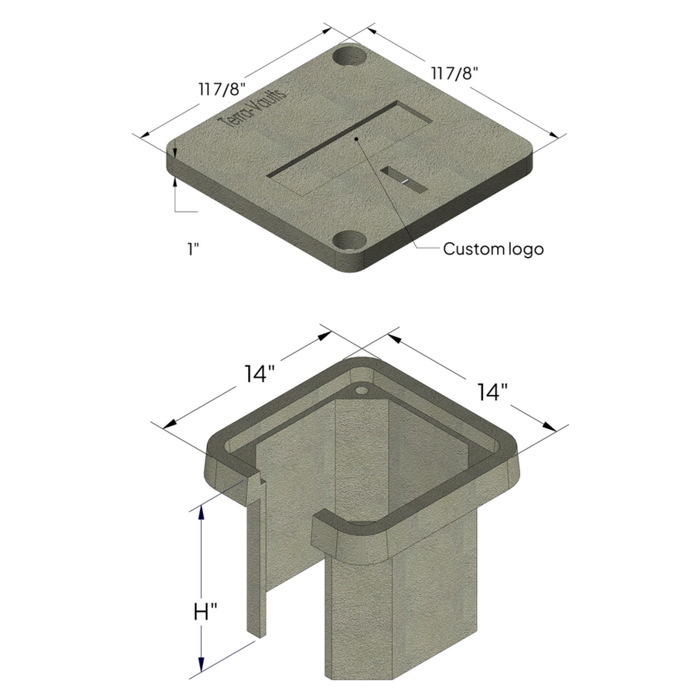Polymer Concrete Vault & Cover (Tier 22) - 12" x 12" x 12" (MPN 12-12-12)