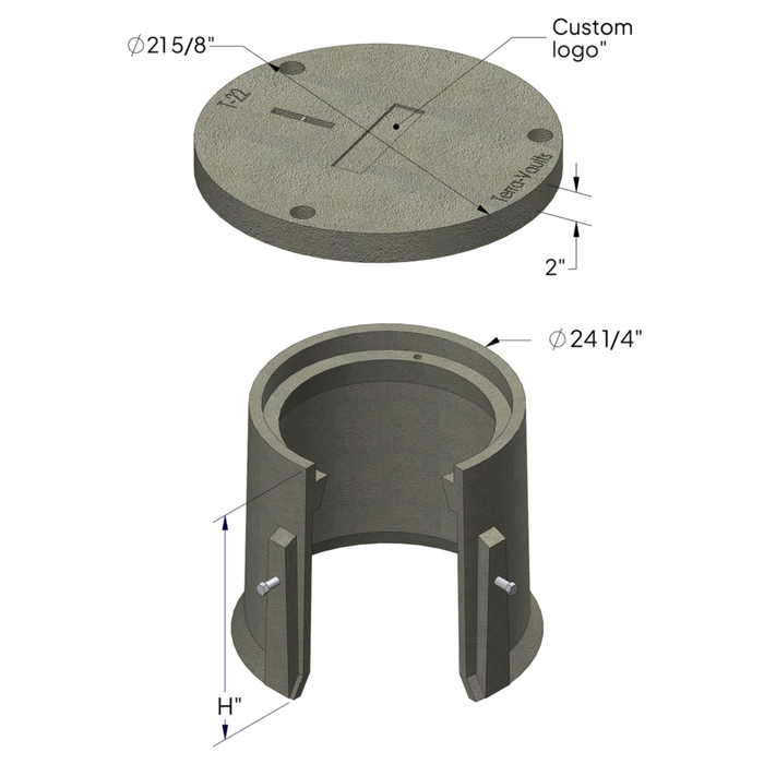 Round Polymer Concrete Vault & Cover (Tier 22) - 22" x 24" (MPN 22-00-24)