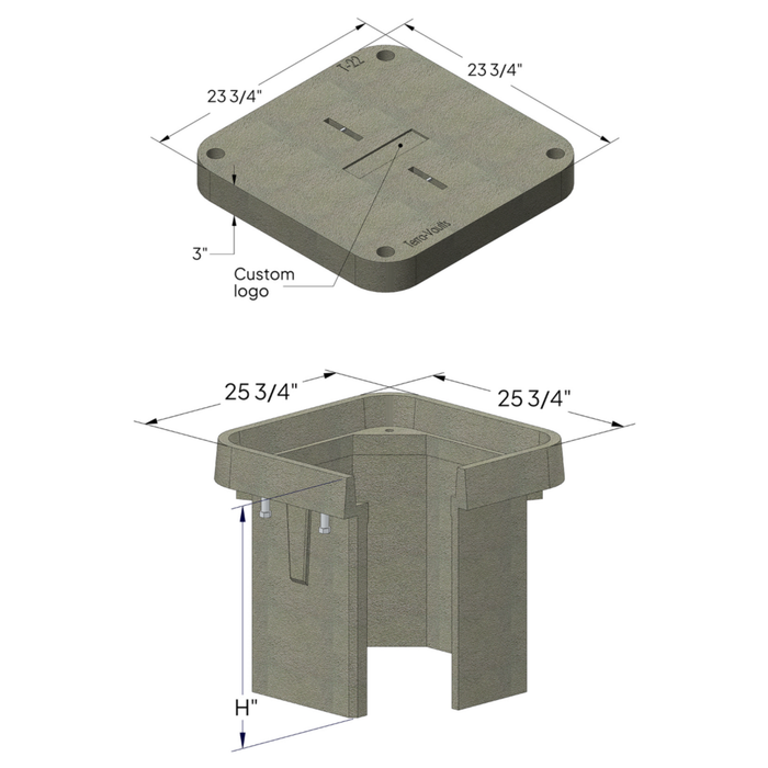 Polymer Concrete Vault & Cover (Tier 22) - 24" x 24" x 24" (MPN 24-24-24)