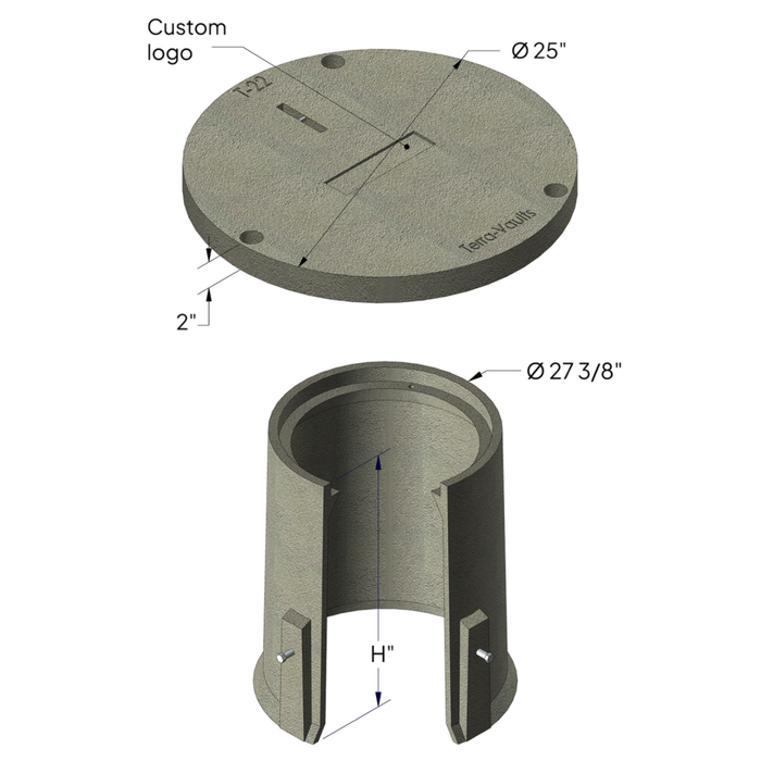 Round Polymer Concrete Vault & Cover (Tier 22) - 27" x 36" (MPN 27-00-36)