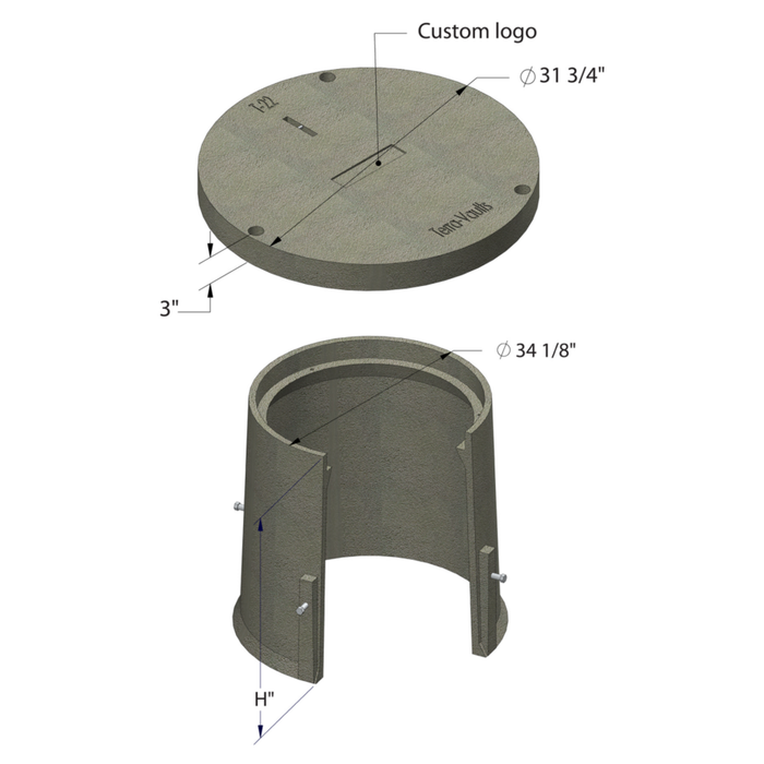 Round Polymer Concrete Vault & Cover (Tier 22) - 32" x 36" (MPN 32-00-36)