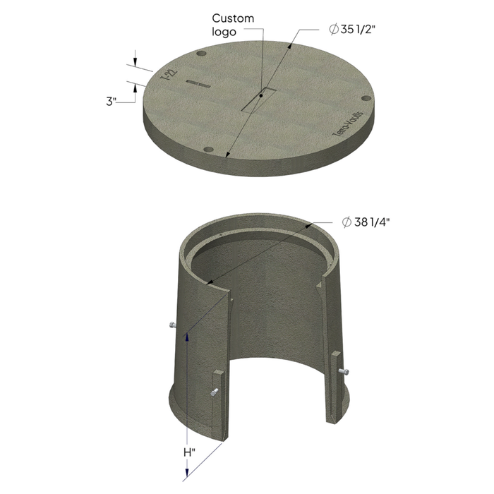 Round Polymer Concrete Vault & Cover (Tier 22) - 36" x 36" (MPN 36-00-36)