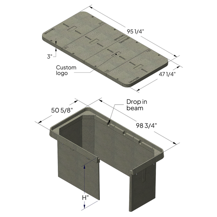 Polymer Concrete Vault & Cover (Tier 22) - 48" x 96" x 48" (MPN 48-96-48)