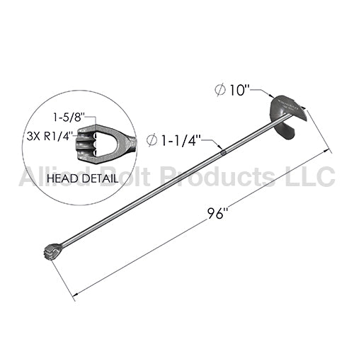 Triple Strand No-Wrench Screw Anchor - 10" Helix, 1-1/4" X 96" (MPN 1169)