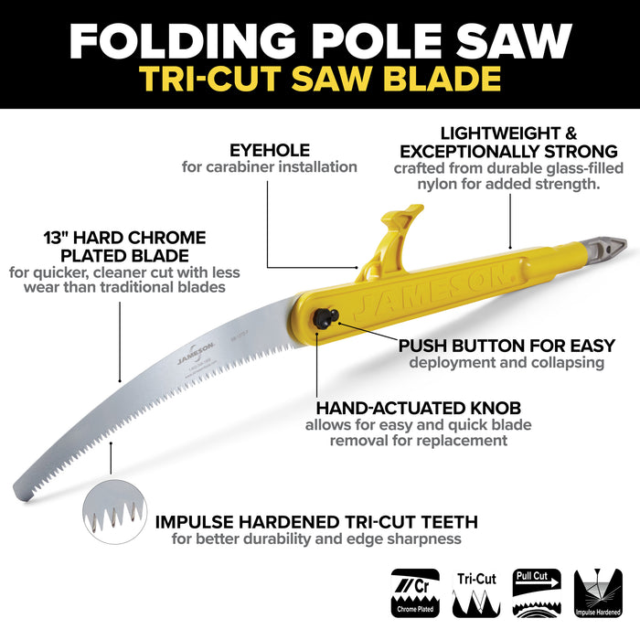 Folding Pole Saw Head w/ 13" Barracuda Tri-Cut Saw Blade -  (MPN PS-4FS)