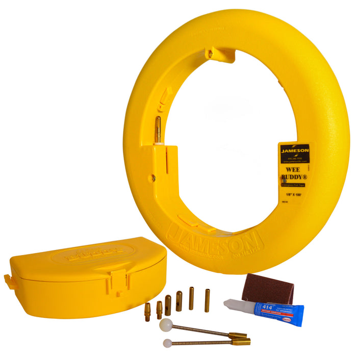 Wee Buddy Fiberglass Fish Tape w/ Accessory Kit - 1/8" x 150' (MPN 8-18-150K)