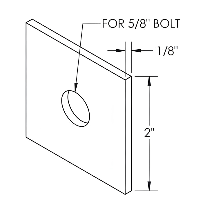 Square Washer for 5/8" Bolt - 1/8" X 2" (MPN 11501)