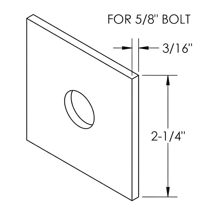 Square Washer for 5/8" Bolt - 3/16" X 2-1/4" (MPN 11500)