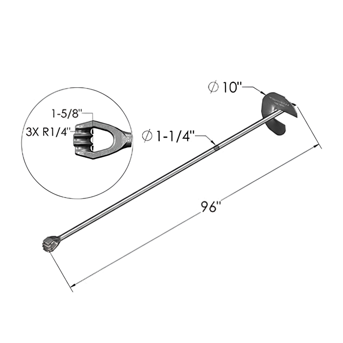 Triple Strand No-Wrench Screw Anchor - 10" Helix, 1-1/4" X 96" (MPN 1169)