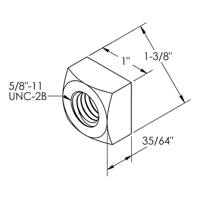Regular Square Nut - 5/8" (MPN 8206)